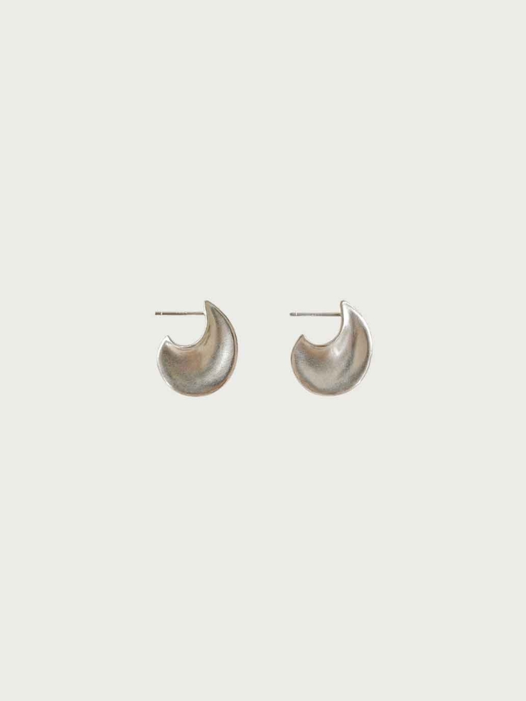 Silver Crescent Flow Earrings
