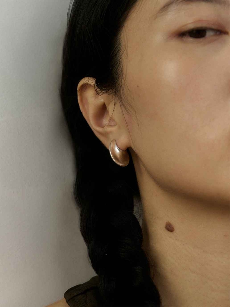 Silver Crescent Flow Earrings