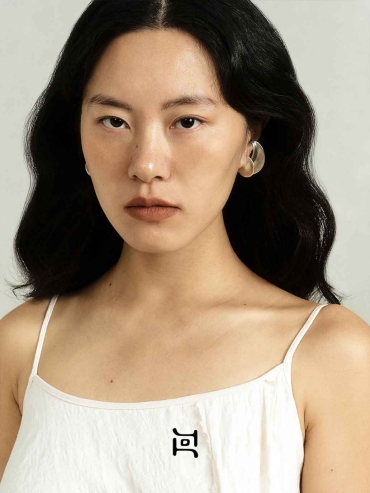 Silver Crescent Flow Earrings