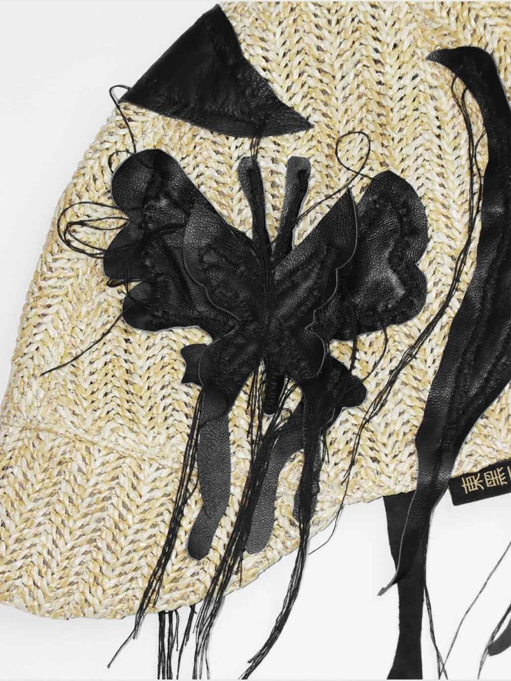 Black Butterfly & Wild Grass Hat