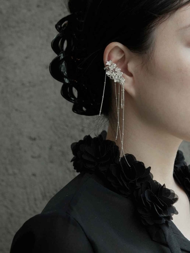 Rose in Flowing Stream Ear Clip-Single