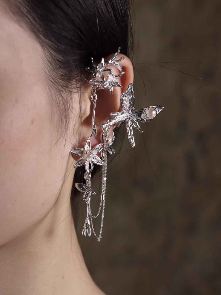 Falling Petals & Fluttering Butterfly Earring Set-Single