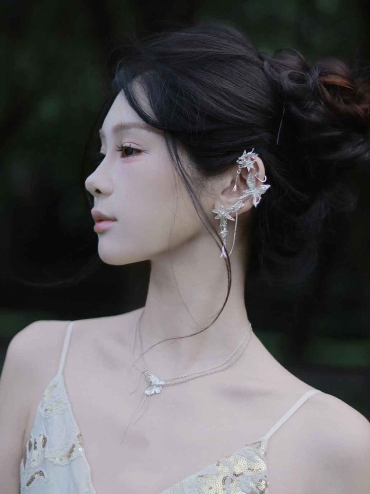 Falling Petals & Fluttering Butterfly Earring Set-Single