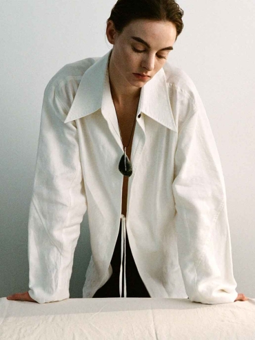 Silver Leaf Necklace with Moss Agate