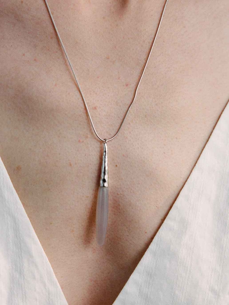 Silver Heirloom Necklace with Grey Agate