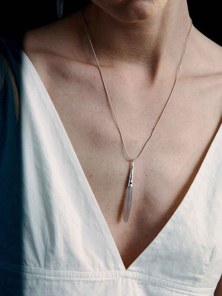 Silver Heirloom Necklace with Grey Agate