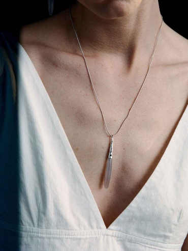 Silver Heirloom Necklace with Grey Agate