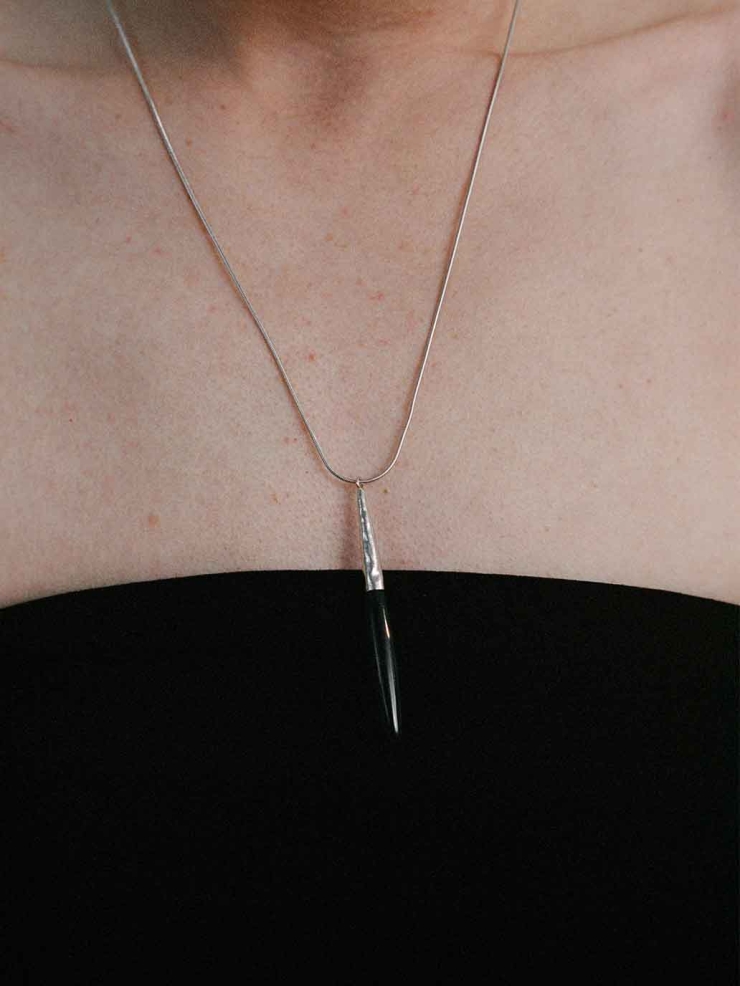 Silver Heirloom Necklace with Moss Agate