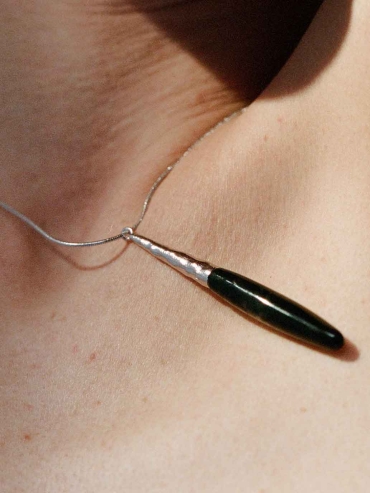 Silver Heirloom Necklace with Moss Agate