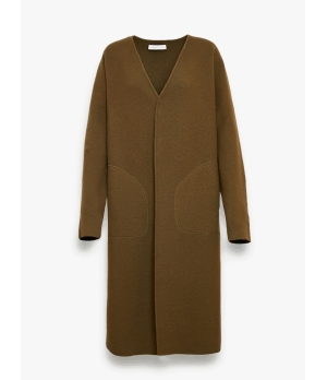 CHAMBRE DE FAN Boiled-Wool Pocketed Maxi Coat Olive