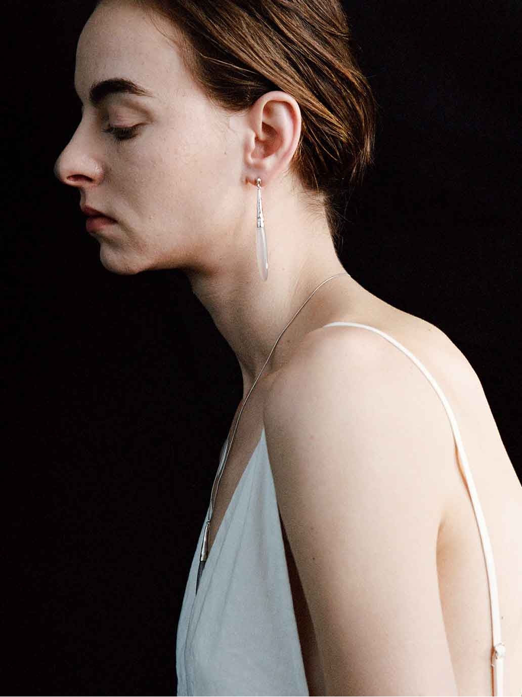 Silver Heirloom Earrings with Grey Agate