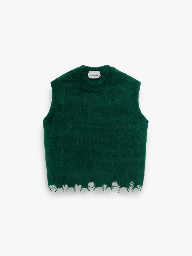 CHAMBRE DE FAN Brushed Mohair Vest Green