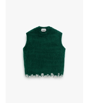 CHAMBRE DE FAN Brushed Mohair Vest Green
