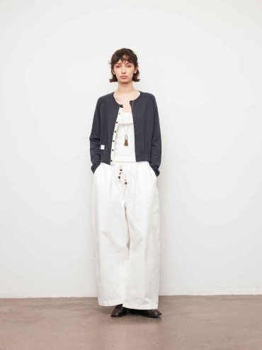 Grey Colorblock Crewneck Cardigan