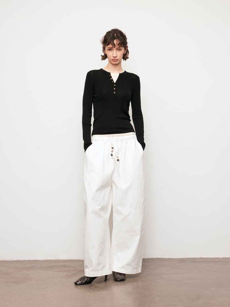 Black Contrast V-Neck Layered Knit Top