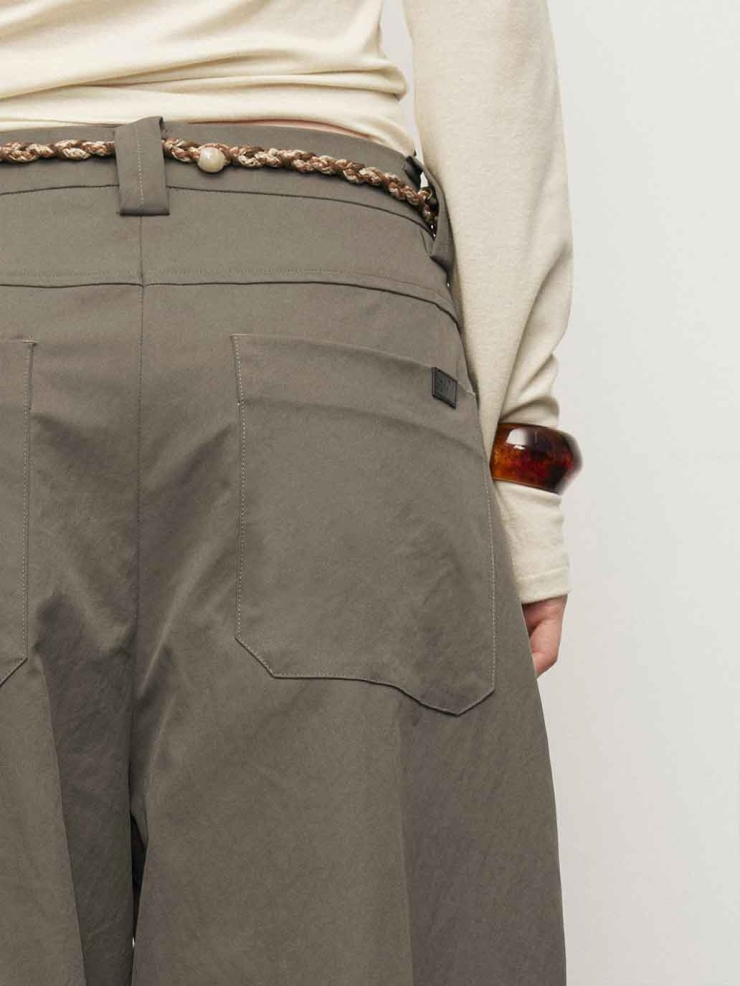 Grey Relaxed Tapered Wide-Leg Pants