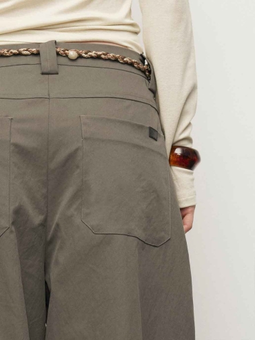 Grey Relaxed Tapered Wide-Leg Pants