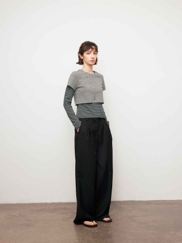 Grey Striped Two-in-One Tee