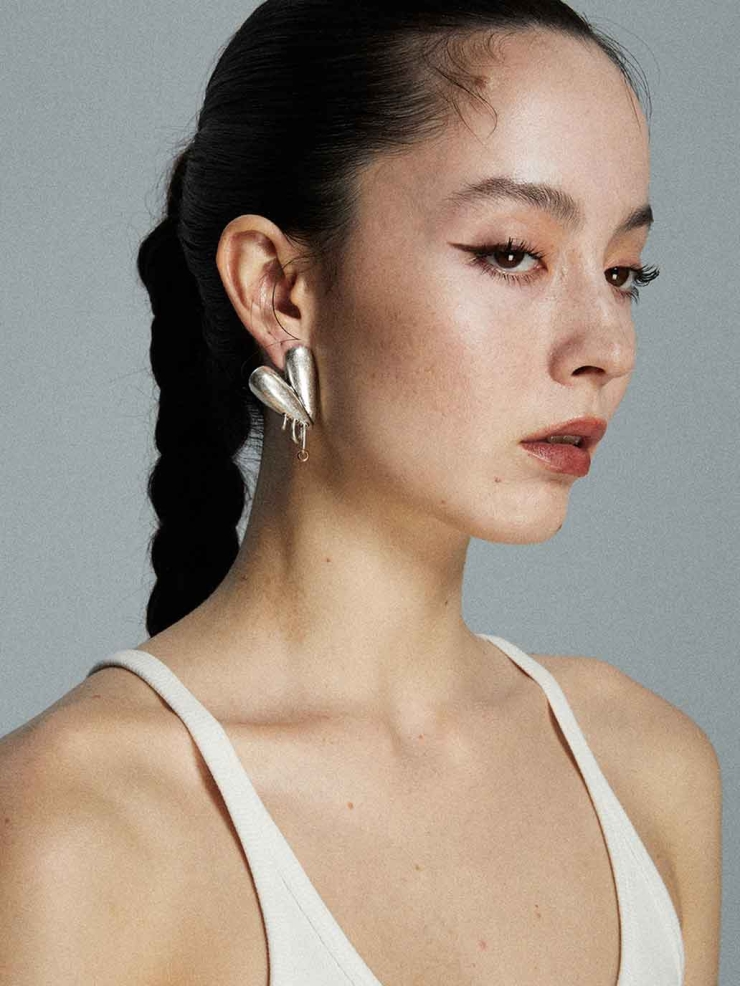 Vintage Silver Heart Nail Earrings