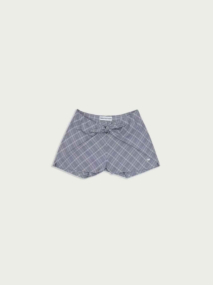 Blue Bow Plaid Shorts
