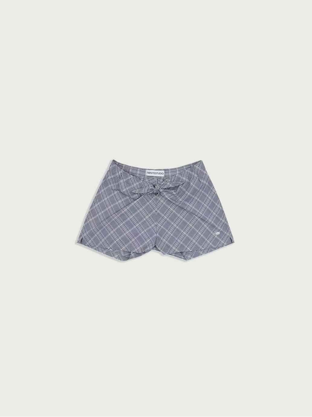 Blue Bow Plaid Shorts