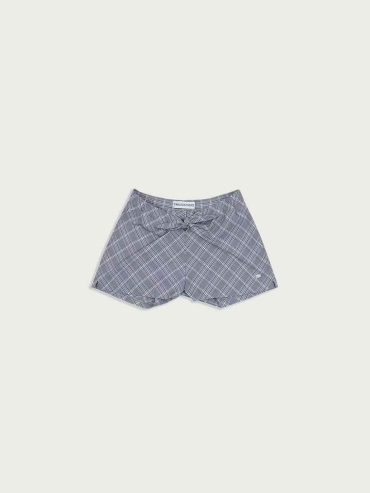 Blue Bow Plaid Shorts