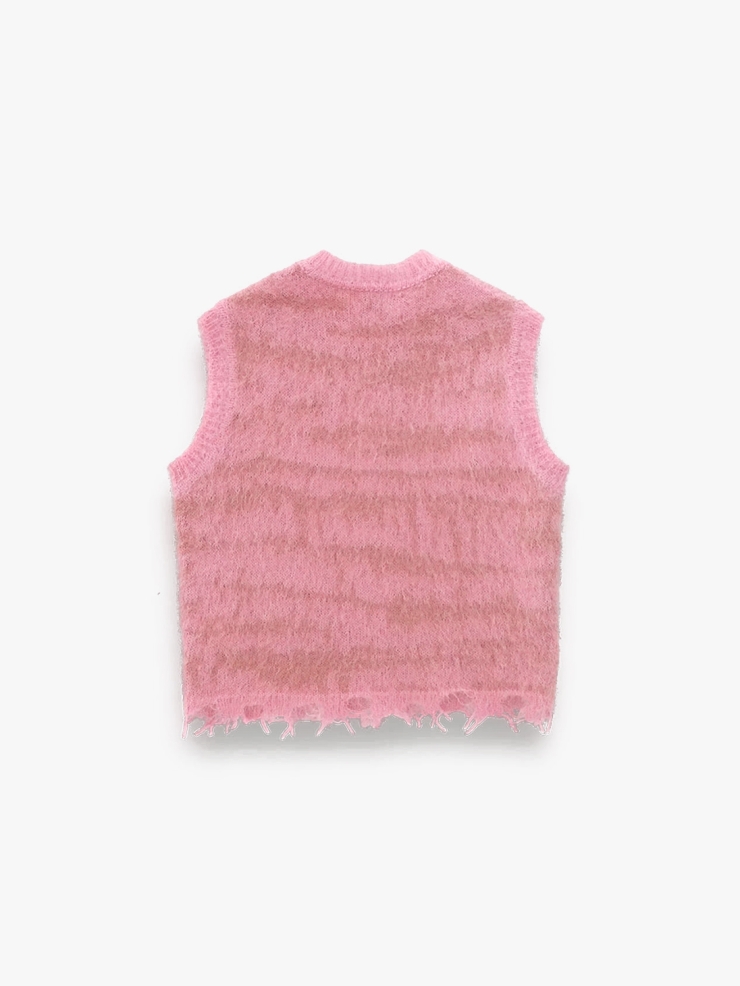 CHAMBRE DE FAN Brushed Mohair Vest Pink