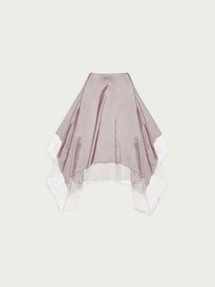 Pink&Polka Dot Paneled Lace Decorative Skirt