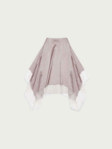 Pink&Polka Dot Paneled Lace Decorative Skirt
