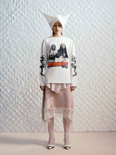 Pink&Polka Dot Paneled Lace Decorative Skirt