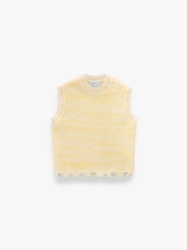 CHAMBRE DE FAN Brushed Mohair Vest Yellow