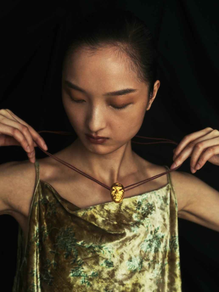 Golden Double-Sided Brow Charm Necklace