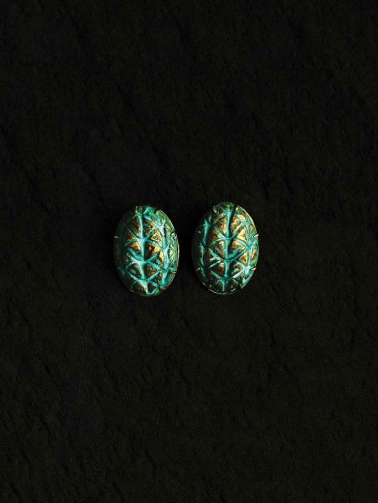 Green Palm Fruit Earrings