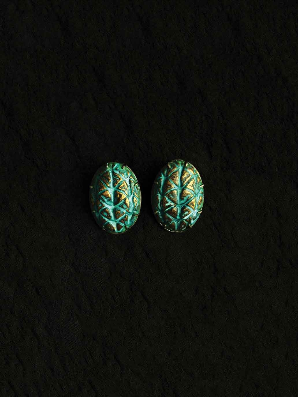 Green Palm Fruit Earrings