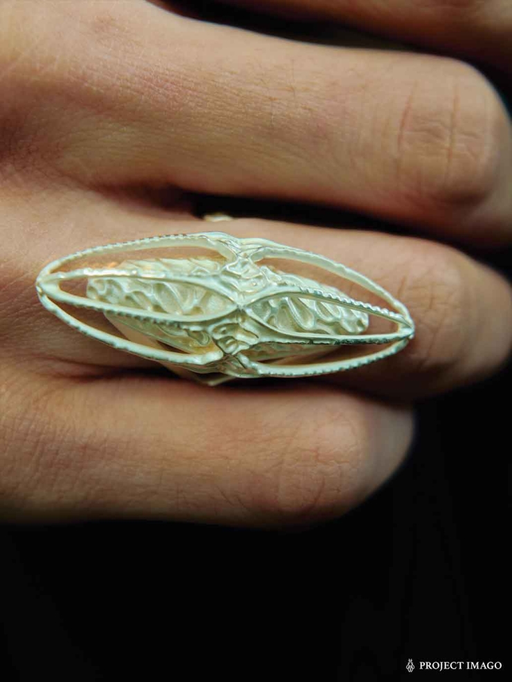 Silver Mirror Jellyfish Ring