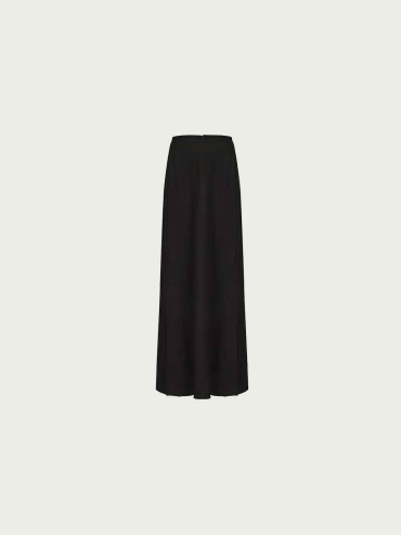 Black Bias-Cut Wool Skirt