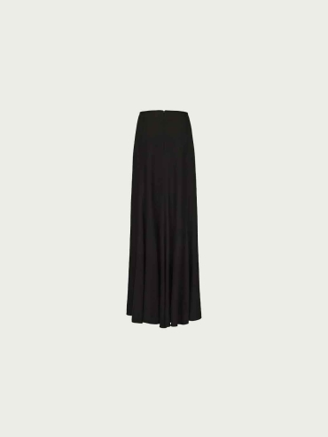 Black Bias-Cut Wool Skirt
