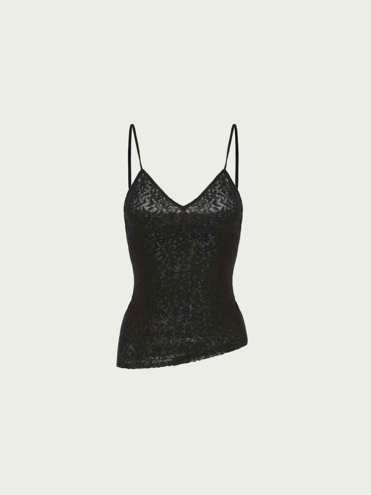 Black Wool Lace Tank Top