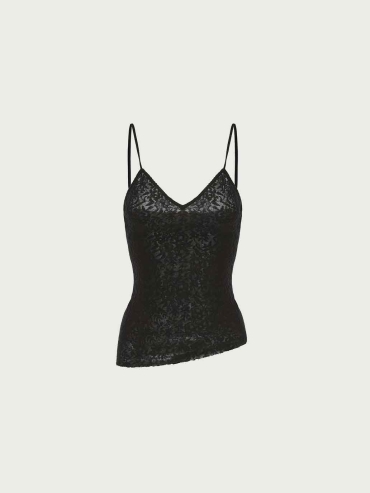 Black Wool Lace Tank Top