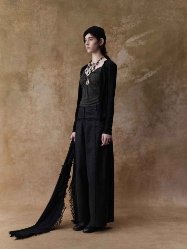 Grey Wool Lace Ruched Tank Top