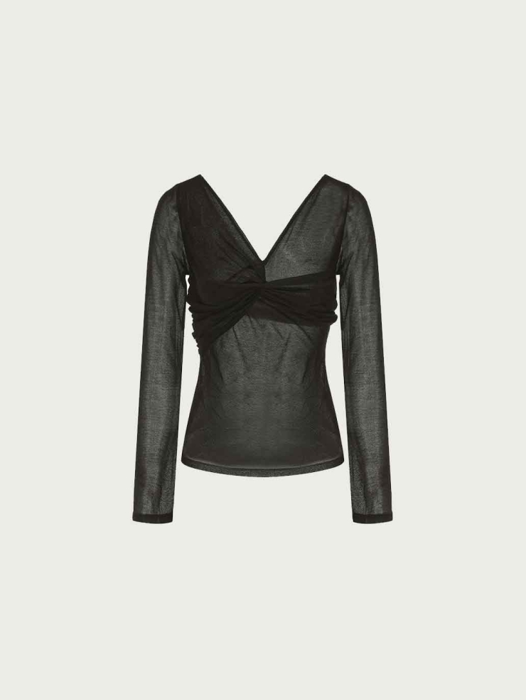 Black Twist-Knot Knit Top