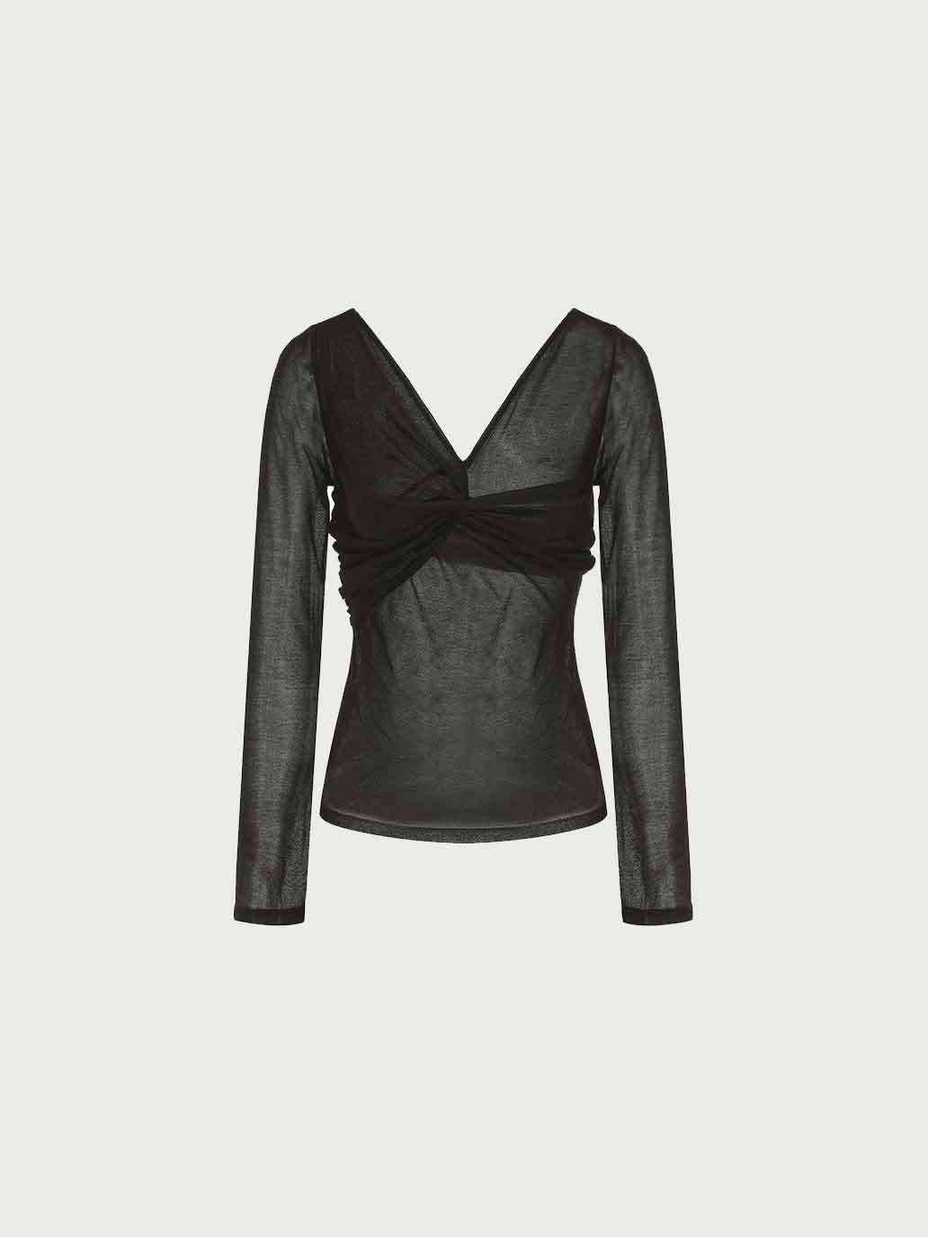 Black Twist-Knot Knit Top