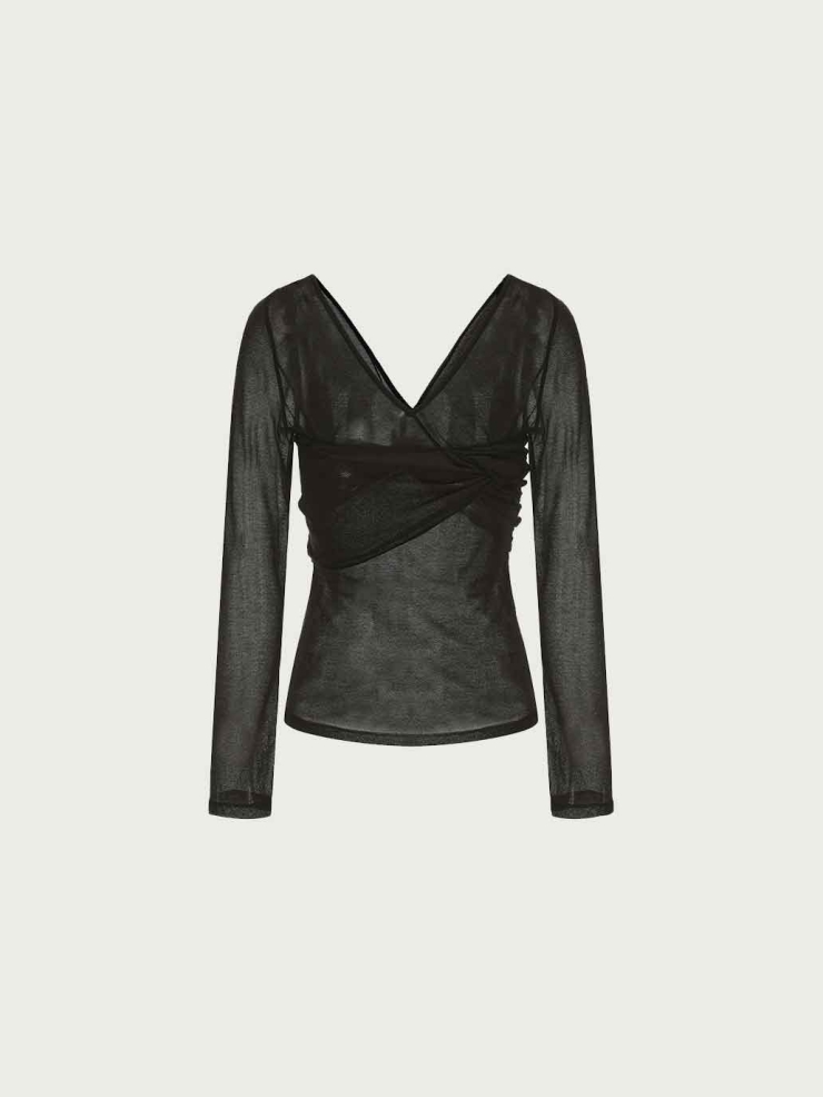 Black Twist-Knot Knit Top