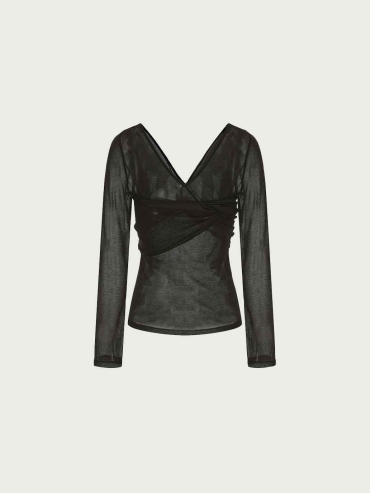 Black Twist-Knot Knit Top