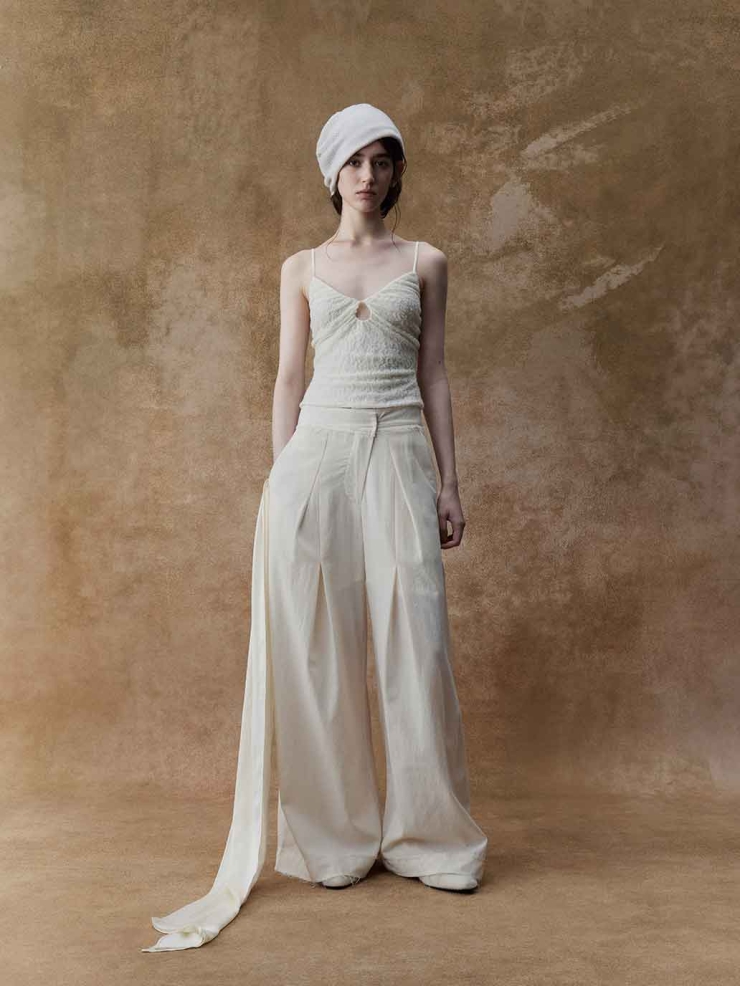 Ivory Lace Ruched Tank Top