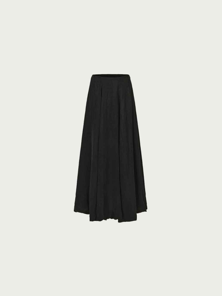Black Flared Maxi Skirt