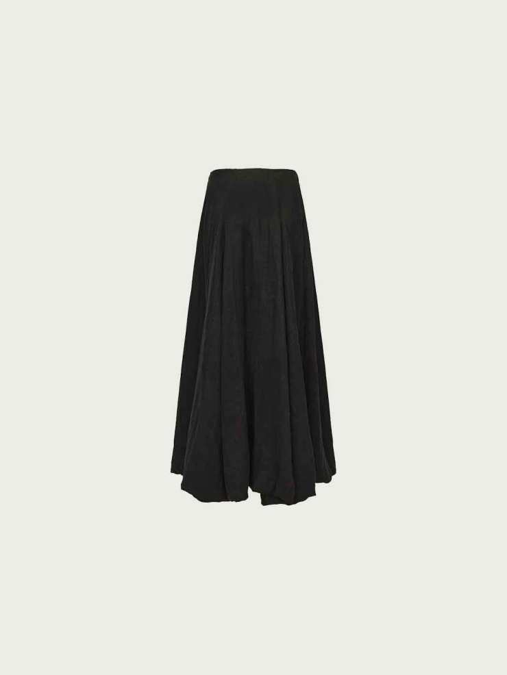 Black Flared Maxi Skirt