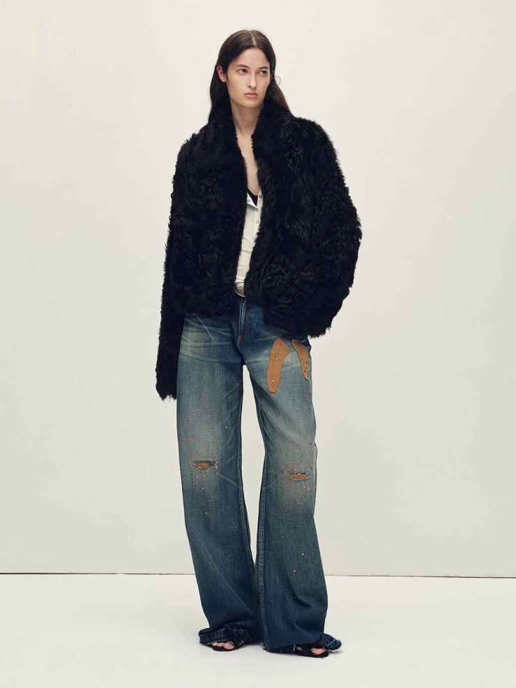 Black Toscana Shearling Boxy Short Jacket