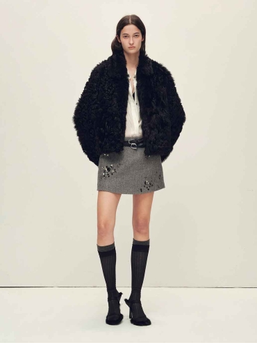 Black Toscana Shearling Boxy Short Jacket