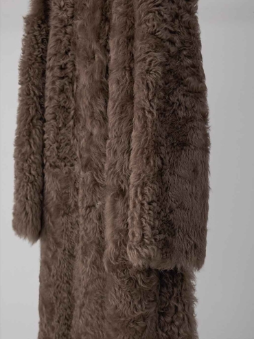 Brown Toscana Shearling Extra-Long Lapel Coat